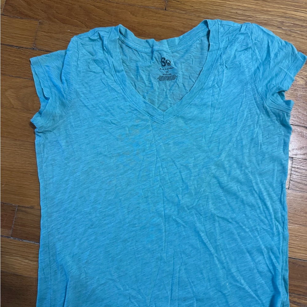 So Light Blue V-Neck Women's Tee